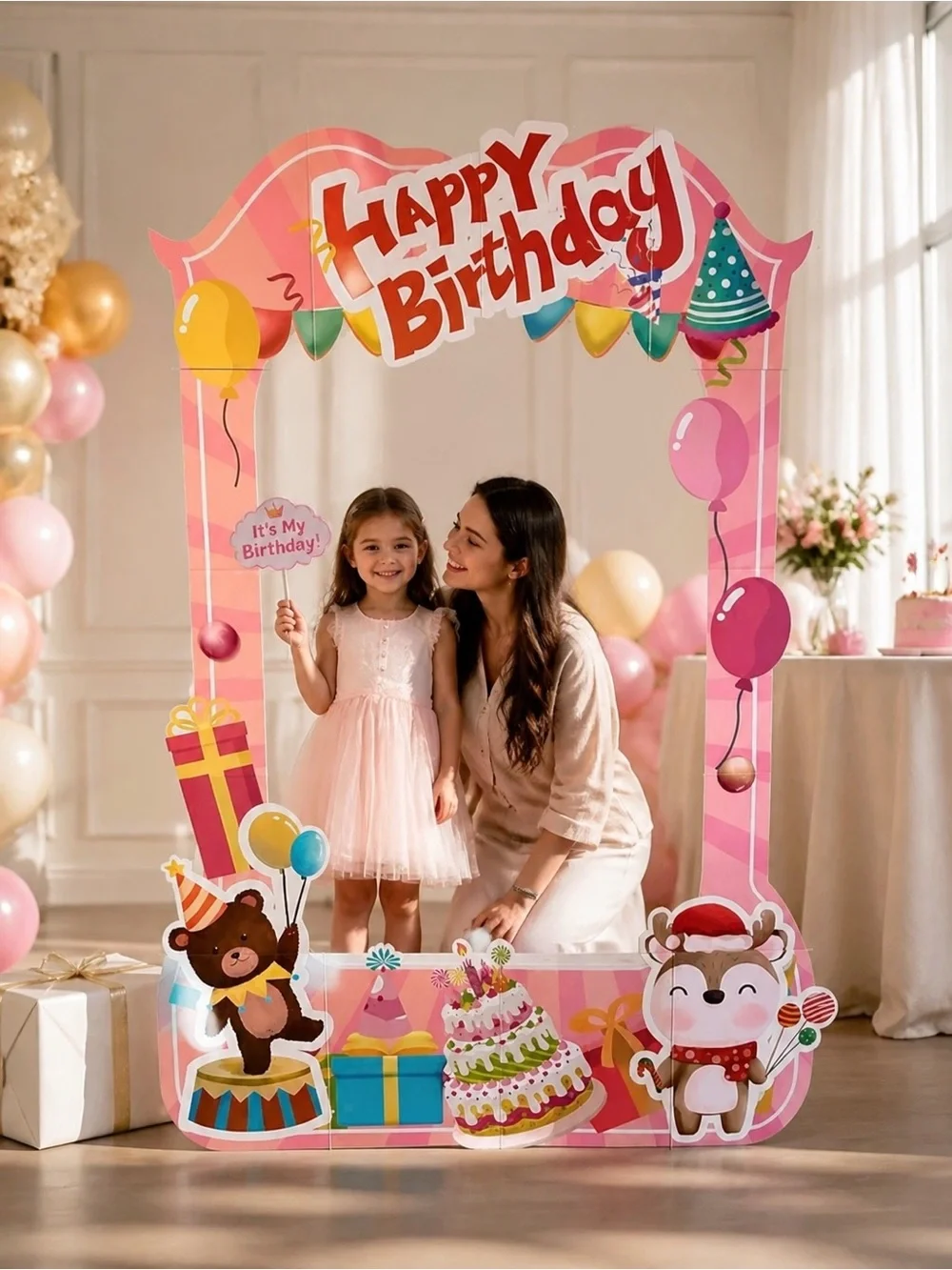 EARTHSON 6 Ft x 4 Ft Happy Birthday Photo Booth Box Frame | Life-Size Party